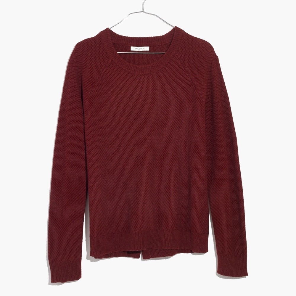 Madewell Province Cross Back Pullover Sweater relaxed Knit Red/Burgundy Small